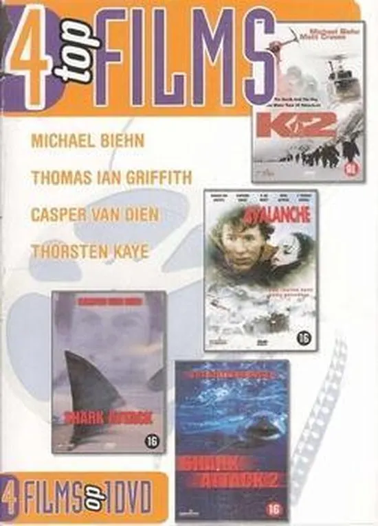 Productfoto van 4 top films: K2/Avalanche/ shark attack/Shark attack 2